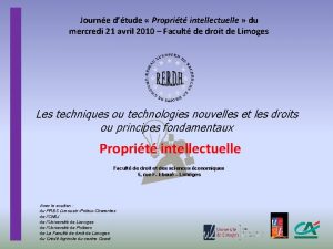 Journe dtude Proprit intellectuelle du mercredi 21 avril