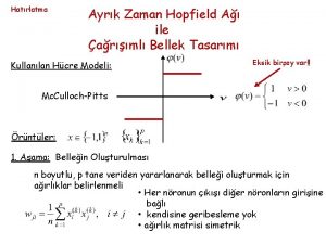 Hatrlatma Ayrk Zaman Hopfield A ile arml Bellek