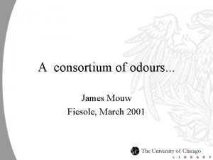 A consortium of odours James Mouw Fiesole March