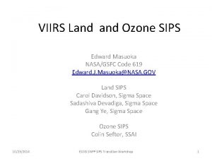 VIIRS Land Ozone SIPS Edward Masuoka NASAGSFC Code