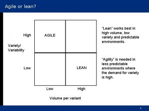 Agile or lean High Lean works best in