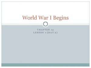 World war 1 begins worksheet