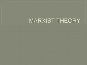 MARXIST THEORY Karl Marx 1818 1883 KARL MARX