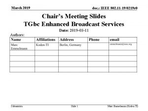 March 2019 doc IEEE 802 11 190219 r