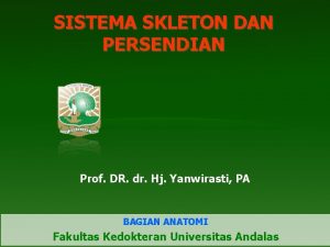 SISTEMA SKLETON DAN PERSENDIAN Prof DR dr Hj