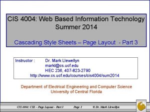 CIS 4004 Web Based Information Technology Summer 2014
