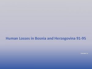 Human Losses in Bosnia and Herzegovina 91 95