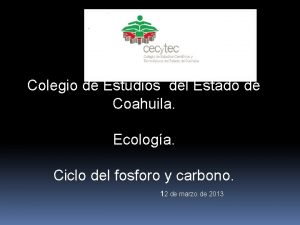 Colegio de Estudios del Estado de Coahuila Ecologa