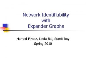 Network Identifiability with Expander Graphs Hamed Firooz Linda