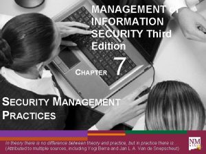 MANAGEMENT of INFORMATION SECURITY Third Edition CHAPTER 7