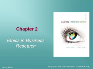 Chapter 2 Ethics in Business Research Mc GrawHillIrwin