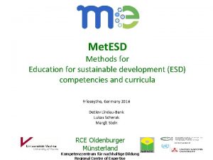 Met ESD Methods for Education for sustainable development