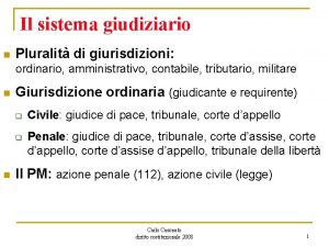 Il sistema giudiziario n Pluralit di giurisdizioni ordinario