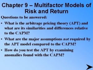 Chapter 9 Multifactor Models of Risk and Return