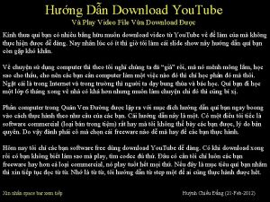 Hng Dn Download You Tube V Play Video