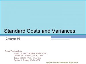 Standard Costs and Variances Chapter 10 Power Point