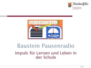 Baustein Pausenradio Impuls fr Lernen und Leben in
