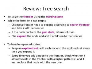 Review Tree search Initialize the frontier using the