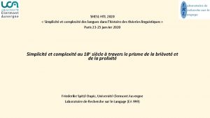 SHESL HTL 2020 Simplicit et complexit des langues