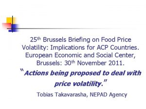 25 th Brussels Briefing on Food Price Volatility