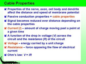 Cable Properties Properties of the nerve axon cell