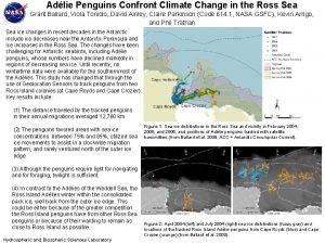 Adlie Penguins Confront Climate Change in the Ross