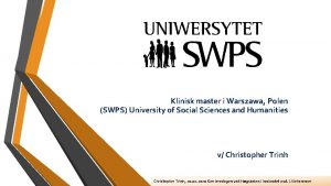 Klinisk master i Warszawa Polen SWPS University of