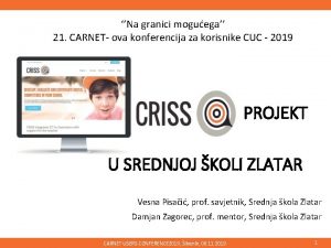 Na granici moguega 21 CARNET ova konferencija za