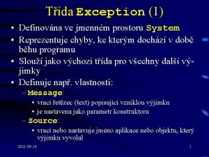 Tda Exception 1 Definovna ve jmennm prostoru System