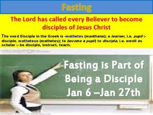 Fasting The Lord has called every Believer to
