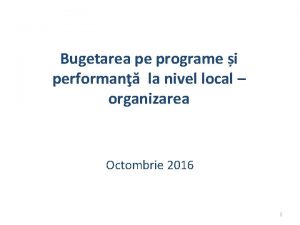 Bugetarea pe programe i performan la nivel local
