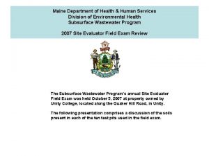 Maine Department of Health Human Services Division of