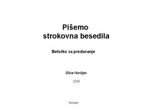 Piemo strokovna besedila Beleke za predavanje Silva Novljan