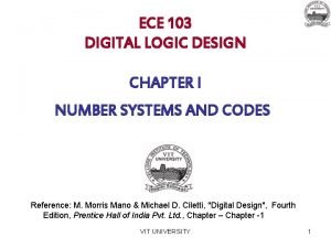 ECE 103 DIGITAL LOGIC DESIGN CHAPTER I NUMBER