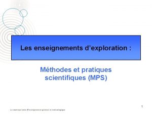 Les enseignements dexploration Mthodes et pratiques scientifiques MPS