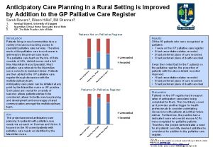 Anticipatory Care Planning in a Rural Setting is