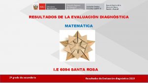 RESULTADOS DE LA EVALUACIN DIAGNSTICA MATEMTICA I E