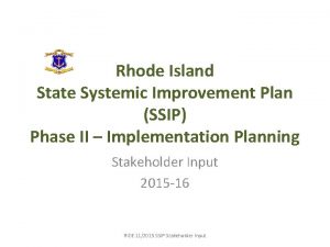 Rhode Island State Systemic Improvement Plan SSIP Phase