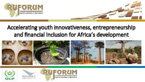 Accelerating youth innovativeness entrepreneurship and financial inclusion for