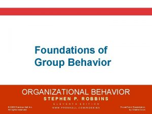 Foundations of Group Behavior ORGANIZATIONAL BEHAVIOR S T