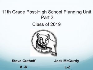 11 th Grade PostHigh School Planning Unit Part