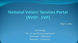 National Voters Services Portal NVSP EVP Aug 27