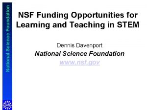 National Science Foundation NSF Funding Opportunities for Learning