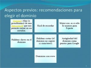 Aspectos previos recomendaciones para elegir el dominio Dominio