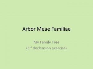Arbor Meae Familiae My Family Tree 3 rd