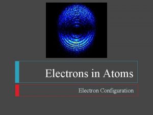 Electrons in Atoms Electron Configuration Electron Configuration Objectives