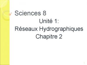 Sciences 8 Unit 1 Rseaux Hydrographiques Chapitre 2