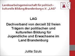 Landesarbeitsgemeinschaft fr politisch kulturelle Bildung Brandenburg e V