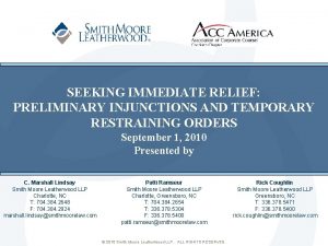 SEEKING IMMEDIATE RELIEF PRELIMINARY INJUNCTIONS AND TEMPORARY RESTRAINING