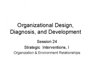 Organizational Design Diagnosis and Development Session 24 Strategic